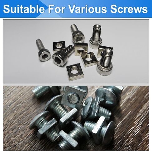 uxcell 100Pcs M4x8mmx3mm Square Nuts, Carbon Steel Zinc Plated Coarse Thread Square Nuts Fasteners for Home Repairs and Professional Engineering, Silver in Saudi Arabia