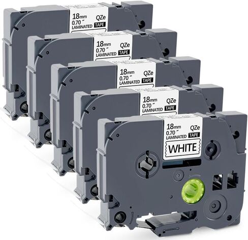 5 Pack TZ 18mm 0.7 "شريط ملصق مغلفة متوافق مع الأخ Tze-141 Tze-441 Tze-541 Tze-641 Tze-741 P Touch Tze 3/4 بوصة ل PTD410 PTD400 PTD610BT PTD600 PTP750W PTP710BT in Kuwait