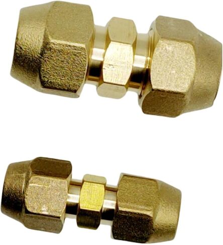 2PCS 1/4" and 3/8" Copper Pipe Extension Joint Connectors for Air Conditioning Pipe Coupling Adapters with Flare Nuts, Free Welding copper flare fittings in Saudi Arabia