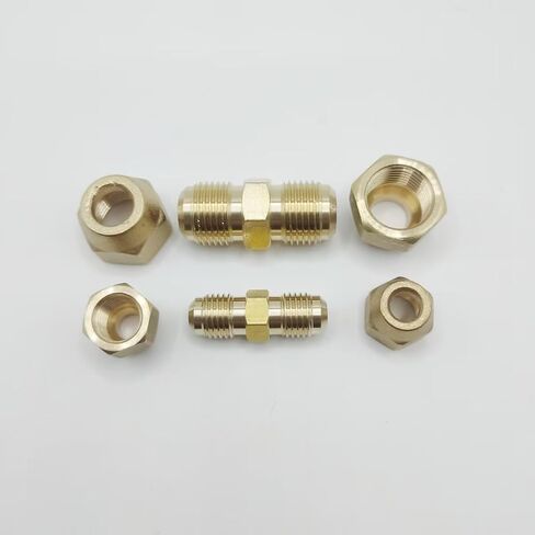 2PCS 1/4" and 3/8" Copper Pipe Extension Joint Connectors for Air Conditioning Pipe Coupling Adapters with Flare Nuts, Free Welding copper flare fittings in Saudi Arabia