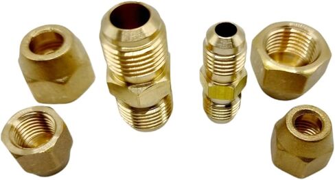 2PCS 1/4" and 3/8" Copper Pipe Extension Joint Connectors for Air Conditioning Pipe Coupling Adapters with Flare Nuts, Free Welding copper flare fittings in Saudi Arabia
