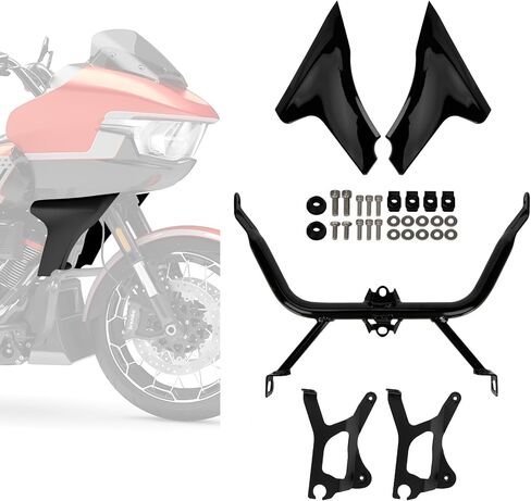 Psler Road Glide Side Fairing لوحة دعم مجموعة قوسين - لوحة جانبية للدراجات النارية Fairing for Touring Road Glide Cvo St Fltrxstse 2024 Fltrxse 2023 2024 Road Glide Fairing Support Bracket （Gloss Black） in Kuwait