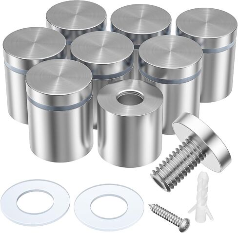 LuckIn 8 Pack Standoff Screws for Acrylic (1 in. Dia x 1 in. L), Stainless Steel Stand Off Wall Mounts Hardware for Sign Holder, Silver in Saudi Arabia