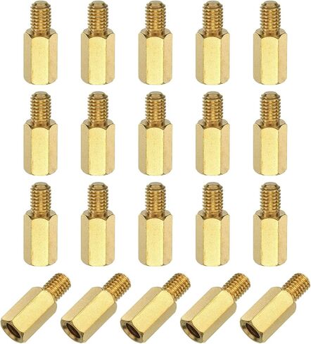 uxcell 20Pcs Male to Female Thread Spacer Screws, M2.5 x 25mm + 6mm Brass Hex Standoff Screws PCB Motherboard for Drone Quadcopter, Computer and Circuit Board in Saudi Arabia