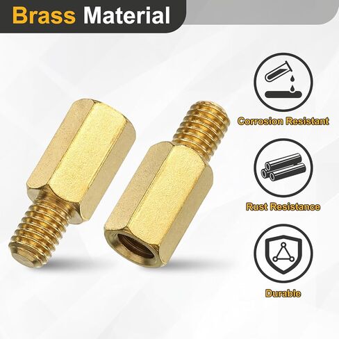 uxcell 20Pcs Male to Female Thread Spacer Screws, M2.5 x 25mm + 6mm Brass Hex Standoff Screws PCB Motherboard for Drone Quadcopter, Computer and Circuit Board in Saudi Arabia