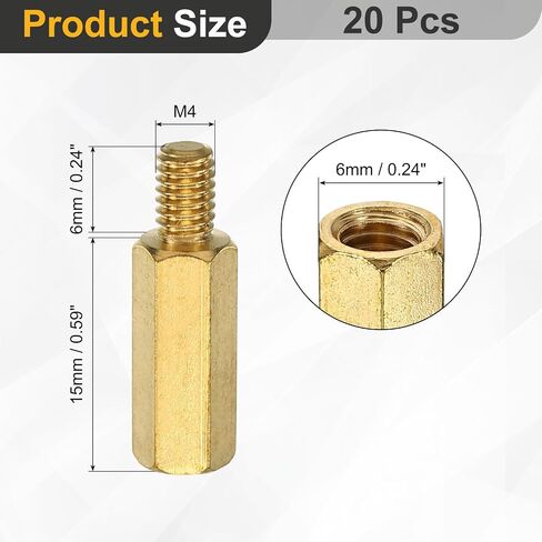 uxcell 20Pcs Male to Female Thread Spacer Screws, M2.5 x 25mm + 6mm Brass Hex Standoff Screws PCB Motherboard for Drone Quadcopter, Computer and Circuit Board in Saudi Arabia