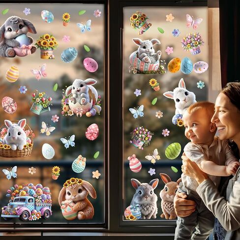 Spring Window Clings Spring Decorations Watercolor Flower Window Clings Reusable Removable for Glass Windows Living Room Nursery Room Home Hummingbirds in Spring Bloom 153 Pieces in Saudi Arabia