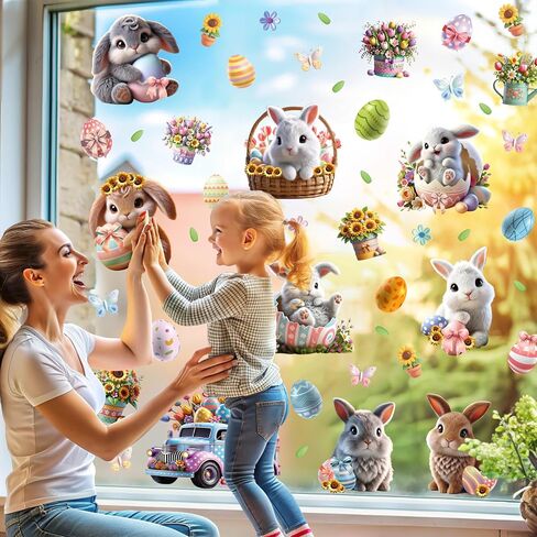 Spring Window Clings Spring Decorations Watercolor Flower Window Clings Reusable Removable for Glass Windows Living Room Nursery Room Home Hummingbirds in Spring Bloom 153 Pieces in Saudi Arabia