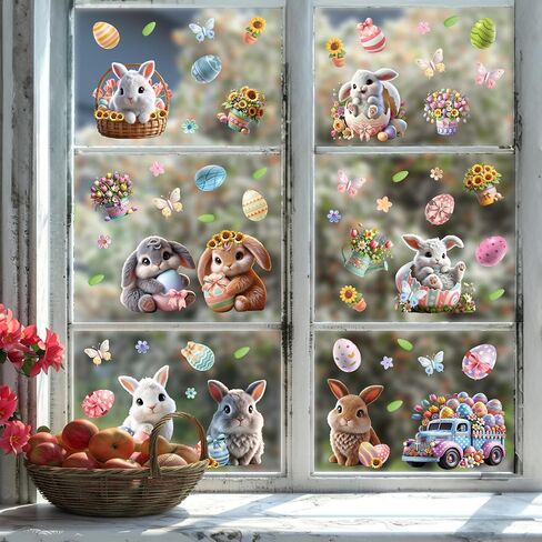 Spring Window Clings Spring Decorations Watercolor Flower Window Clings Reusable Removable for Glass Windows Living Room Nursery Room Home Hummingbirds in Spring Bloom 153 Pieces in Saudi Arabia