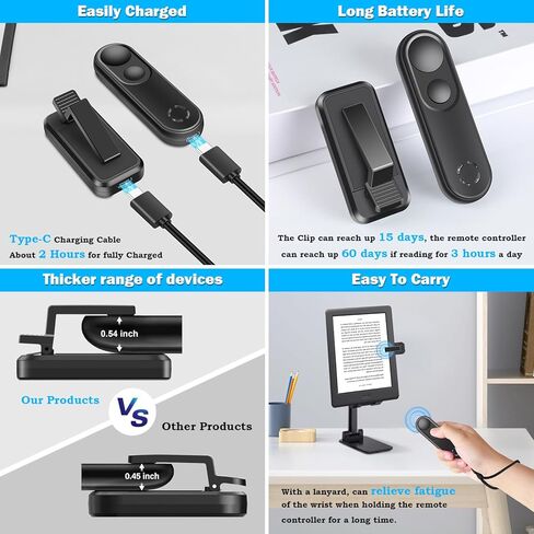 Langree Page Page Turner for Kindle Paperwhite Oasis Kobo Ereaders ، وملحقات Kindle ، و Page Turner Clicker لروايات iPad Tablet Phone ، والتقاط الصور ، و Kindle Remote مع عرض الطاقة الأخضر in Saudi Arabia
