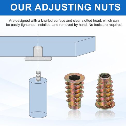 MECCANIXITY 38Pcs Threaded Inserts Nuts, M6x20mm Hex Socket Drive Nut Inserts for Wood - Zinc Alloy Screws Furniture Screw in Nuts Bolt Fastener in Kuwait