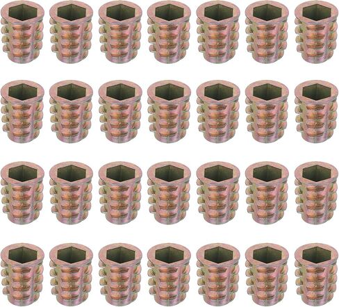 MECCANIXITY 38Pcs Threaded Inserts Nuts, M6x20mm Hex Socket Drive Nut Inserts for Wood - Zinc Alloy Screws Furniture Screw in Nuts Bolt Fastener in Kuwait