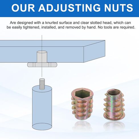 MECCANIXITY 38Pcs Threaded Inserts Nuts, M6x20mm Hex Socket Drive Nut Inserts for Wood - Zinc Alloy Screws Furniture Screw in Nuts Bolt Fastener in Kuwait