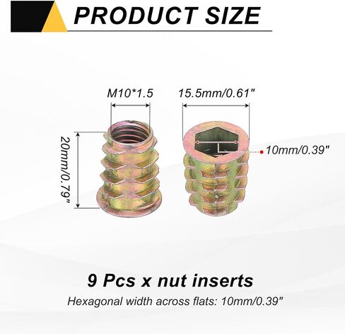 meccanixity 28 pcs إدراج ملولب للخشب ، وسبائك الزنك M5 إدراج المكسرات محرك سداسي المسمار بطول 10 مم للأثاث ، والخزانة ، والطاولات والكراسي in Kuwait