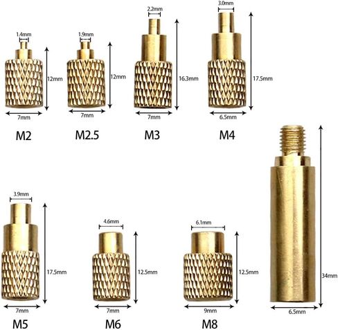 مجموعة حرارة Quicko أداة إدراج أداة M2 M3 M4 M5 M6 M8 Hot Melt Brass Brass Knustered Nut Embedded Tip Tip Adapter Kit 3D Printed Parts تثبيت لـ TS100 / TS101 / Pinecil Series 936 900M Soldering الحديد in Saudi Arabia