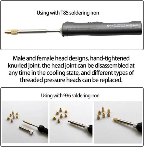 مجموعة حرارة Quicko أداة إدراج أداة M2 M3 M4 M5 M6 M8 Hot Melt Brass Brass Knustered Nut Embedded Tip Tip Adapter Kit 3D Printed Parts تثبيت لـ TS100 / TS101 / Pinecil Series 936 900M Soldering الحديد in Saudi Arabia