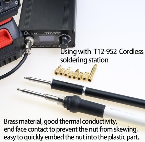 Quicko Heat Set Insert Tool M2 M3 M4 M5 M6 M8 Hot Melt Brass Knurled Nut Embedded Insertion Tip Adapter Kit 3D Printed Parts Install for T12 Soldering Iron in Saudi Arabia