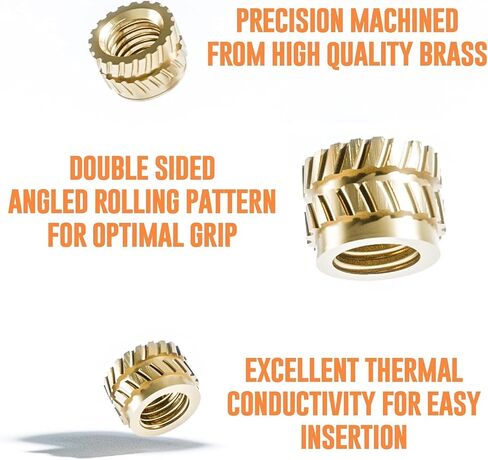 Heat Set Threaded Insert, Brass Inserts - Heat Set Inserts for 3D Printing, Plastic Parts & Prototyping | Metric Knurled Nuts for Secure Fastening (M6 x 8 OD x 5 L - 50 Pieces) in Saudi Arabia