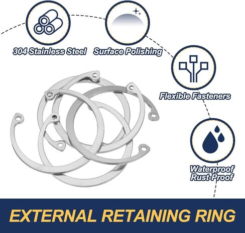PATIKIL 52mm ID Internal Retaining Rings, 5 Pcs E-Clip Snap Ring 304 Stainless Steel Internal Circlip for Automobile Valve Equipment Bearings in Kuwait