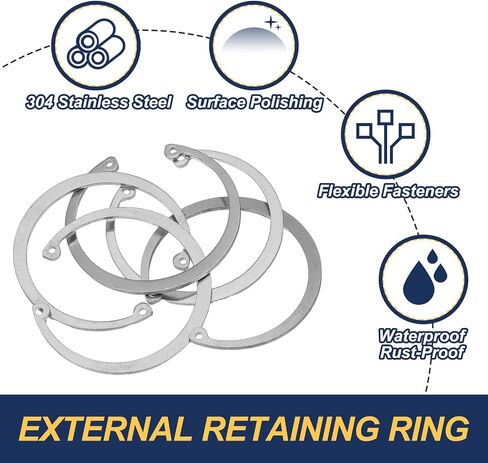 PATIKIL 52mm ID Internal Retaining Rings, 5 Pcs E-Clip Snap Ring 304 Stainless Steel Internal Circlip for Automobile Valve Equipment Bearings in Kuwait