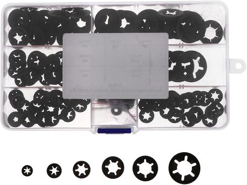 Ciieeo 1 Set 260pcs Manganese Locking Washers Assortment Kit Plum Blossom Shaped Retaining Clips Organized Transparent Storage Box for Various Repair Tasks and Projects in Saudi Arabia