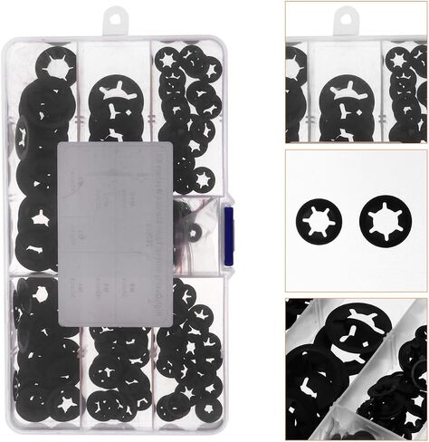 Ciieeo 1 Set 260pcs Manganese Locking Washers Assortment Kit Plum Blossom Shaped Retaining Clips Organized Transparent Storage Box for Various Repair Tasks and Projects in Saudi Arabia