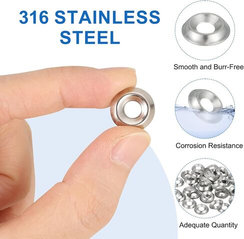 MECCANIXITY 60 Pcs #6 Countersunk Finish Washers, 304 Stainless Steel Cup Washer Gasket for Screws Bolts Machinery Construction, Black in Saudi Arabia