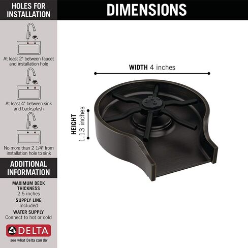 Delta Oil Rubbed Bronze Metal Glass Rinser for Kitchen Sink, Cup Washer for Sink, Bottle Washer, Venetian Bronze GR250-RB in Kuwait