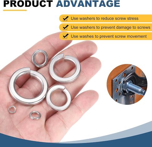 uxcell 120 Pcs M2 Split Lock Washers, 304 Stainless Steel Spring Lock Washer 2mm ID 3.6mm OD 0.58mm Thick for Screws Bolts Fasteners in Saudi Arabia