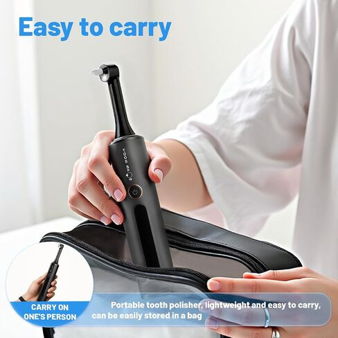 Tooth Polisher Kit with 4 Speed Modes, 5 Brush Heads, 6 Polishing Pastes & Desensitizing Gel,Rechargeable Electric Tooth Polishing Tool with LED Light & Travel Case, Home Use Teeth Whitening Cleaner in Saudi Arabia