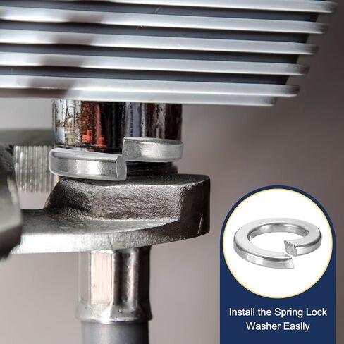 MECCANIXITY M8 Spring Lock Washer, 304 Stainless Steel Split Lock Washers for Screws Bolts Cars Construction Machinery Silver Pack of 100 in Kuwait