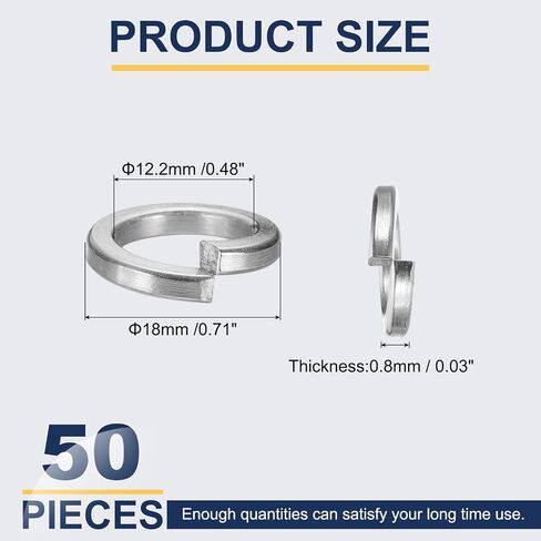 MECCANIXITY M8 Spring Lock Washer, 304 Stainless Steel Split Lock Washers for Screws Bolts Cars Construction Machinery Silver Pack of 100 in Kuwait