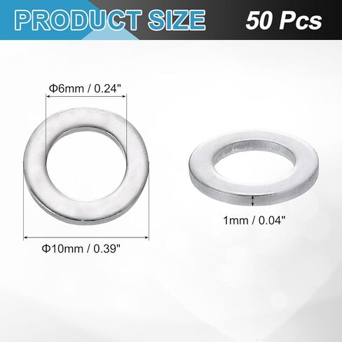 uxcell 150 Pcs Aluminum Flat Washer, 20 x 26 x 1.5mm Round Seal Gaskets Flat Spacers for Screws Bolts Machinery Repair Accessories, Outdoor Construction, Silver Tone in Kuwait