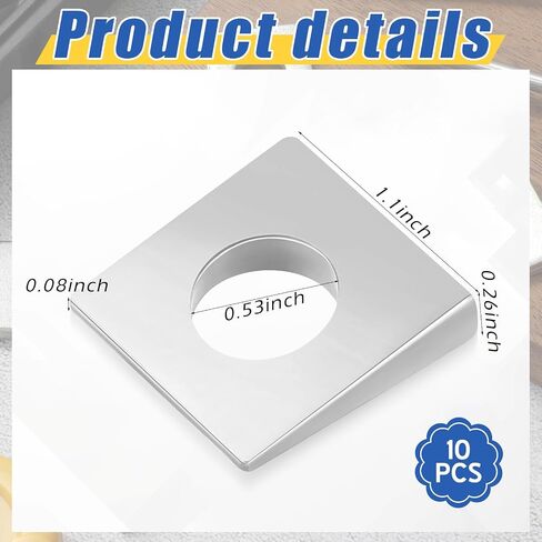 Blulu 10 PCS 1/2 "غسالة مربعة مربعة ، 1-1/8" × 1-1/8 "غسالة من الفولاذ الكربوني المجلفن 2 مم إلى 6.6 مم للتسوية in Saudi Arabia