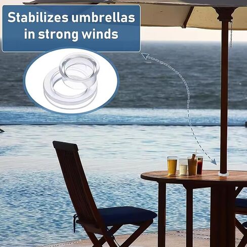 Umbrella Hole Ring, 2 Inch Easy to Install Flexible Clear Plastic Patio Table Umbrella Hole Ring with Cap for Outdoor Patio Garden Beach Table Replacement in Saudi Arabia