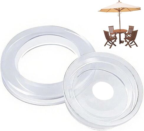 Umbrella Hole Ring, 2 Inch Easy to Install Flexible Clear Plastic Patio Table Umbrella Hole Ring with Cap for Outdoor Patio Garden Beach Table Replacement in Saudi Arabia