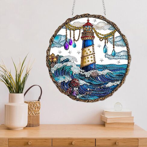 Diymood DIY Hanging Diamond Art Kits for Adults Peacock, Diamond Painting Kit Pendant Special Shaped Double Sided Acrylic Sun Catcher Board Wreath Pendants Canvas Window Wall Decor 7 x 7 Inch in Saudi Arabia