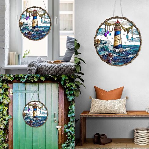 Diymood DIY Hanging Diamond Art Kits for Adults Peacock, Diamond Painting Kit Pendant Special Shaped Double Sided Acrylic Sun Catcher Board Wreath Pendants Canvas Window Wall Decor 7 x 7 Inch in Saudi Arabia