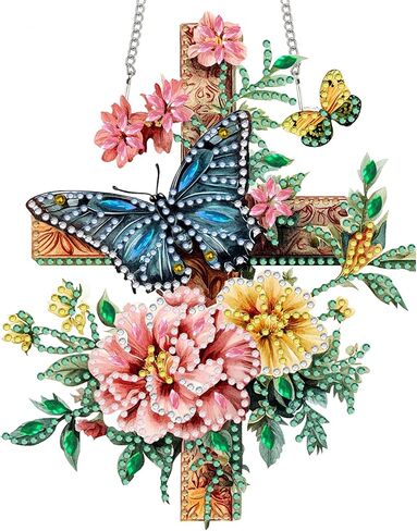 Diymood DIY Hanging Diamond Art Kits for Adults Peacock, Diamond Painting Kit Pendant Special Shaped Double Sided Acrylic Sun Catcher Board Wreath Pendants Canvas Window Wall Decor 7 x 7 Inch in Saudi Arabia