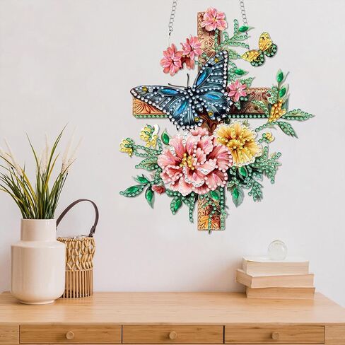 Diymood DIY Hanging Diamond Art Kits for Adults Peacock, Diamond Painting Kit Pendant Special Shaped Double Sided Acrylic Sun Catcher Board Wreath Pendants Canvas Window Wall Decor 7 x 7 Inch in Saudi Arabia