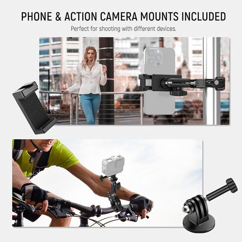 NEEWER Heavy Duty Super Clamp with Two 360° Dual Ball Head Magic Arms, 1/4" 3/8" Screw Threads, Phone & Action Camera Mount Adapter for Flat/Round Surface Compatible with GoPro DJI Insta360 DSLR, ST89 in Saudi Arabia
