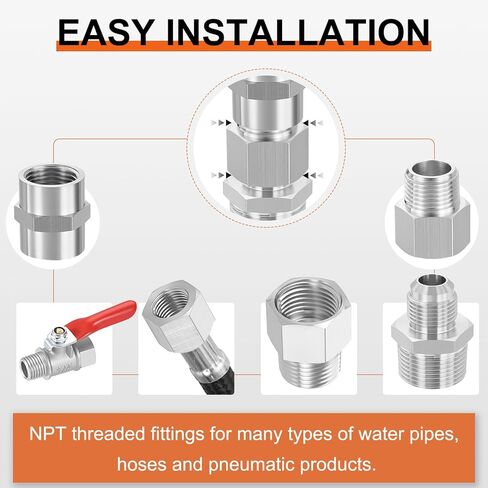 2 حزمة 304 أنثى الفولاذ المقاوم للصدأ إلى محول الذكور ، 3/8 "أنثى NPT x 1/4" الذكور موصلات تمديد أنابيب NPT للمربي in Kuwait