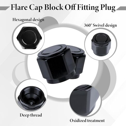 2PCS 4AN Flare Caps, Flare Cap Block off Fitting Plug, Aluminum Alloy Female Cap Port Fitting Nut Adapter, Car Accessories for Fuel Oil Line, Swivel Hex Head Port Adapter Nut in Saudi Arabia