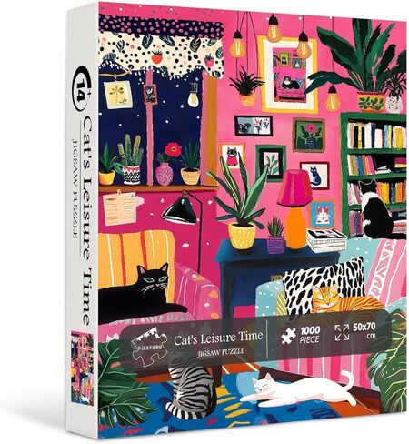 ألغاز كتاب القط للبالغين 1000 قطعة ، Pickforu Wildflower Pages Jigsaw Puzzle Bookshelf Library ، مستحيل موضوع مزهرية من الأزهار الصعبة لمحبي الكتب in Kuwait