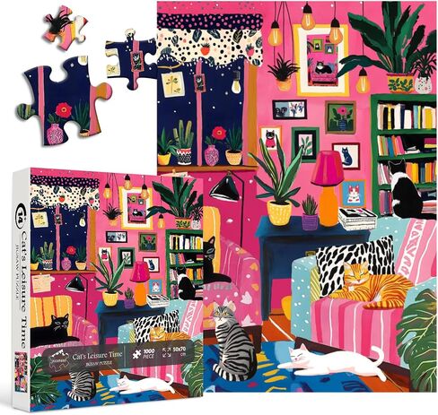 ألغاز كتاب القط للبالغين 1000 قطعة ، Pickforu Wildflower Pages Jigsaw Puzzle Bookshelf Library ، مستحيل موضوع مزهرية من الأزهار الصعبة لمحبي الكتب in Kuwait