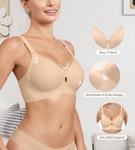 DeAngelmon Bras for Women No Underwire Seamless Bras - اللاسلكي دفع تغطية كاملة in Saudi Arabia