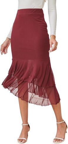 Verdusa Women's Fishtail Skirt High Waist Casual Skirt Tiered Elegant Hip-Wrapping Skirts in Kuwait