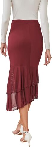 Verdusa Women's Fishtail Skirt High Waist Casual Skirt Tiered Elegant Hip-Wrapping Skirts in Kuwait