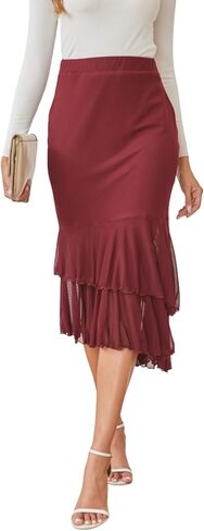 Verdusa Women's Fishtail Skirt High Waist Casual Skirt Tiered Elegant Hip-Wrapping Skirts in Kuwait