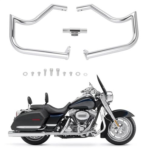 Motorcycle Crash Bar, Highway Engine Guard Crash Bar for Harley Davidson Touring Road King Street Glide Electra Glide CVO and Trike Models 97-08 (Bright Black) in Saudi Arabia